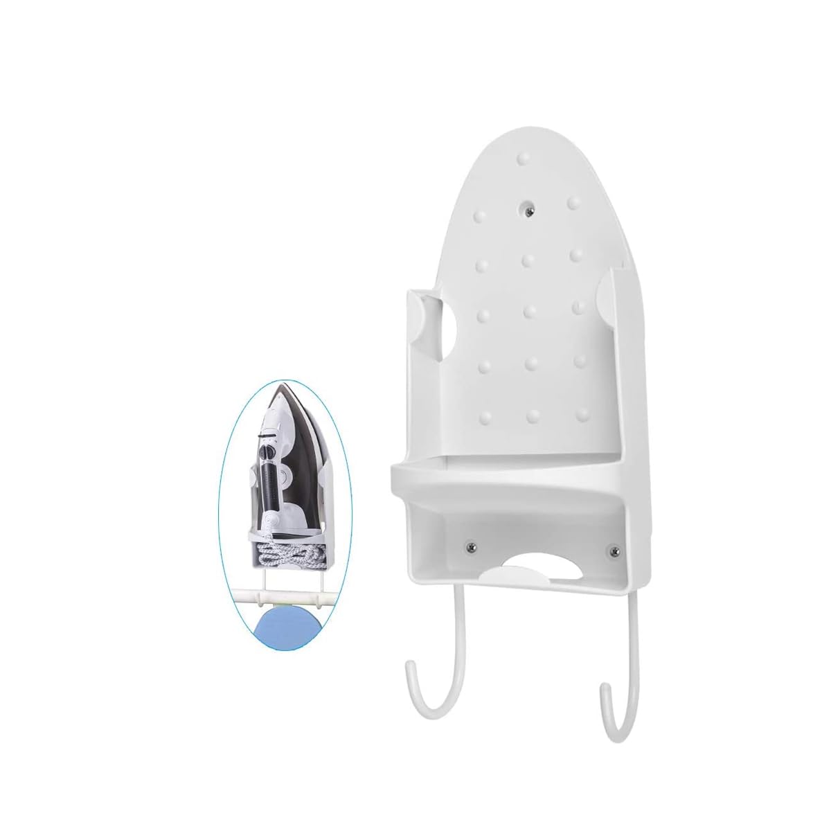 ZIBUYU Holder for Iron Wall Mounted Iron Holder with Cable Organizer and Iron Plate Hook Heat Resistant PBT Holder for Iron, Electric Iron Holder for Home, Hotel ZIBUYU Holder for Iron Wall Mounted Iron Holder with Cable Organizer and Iron Plate Hook Heat Resistant PBT Holder for Iron, Electric Iron Holder for Home, Hotel